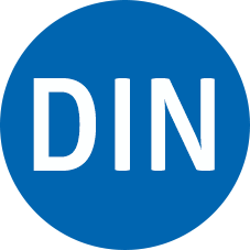 DIN Logo auf blauem Grund