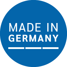 Schriftzug Made in Germany auf blauem Grund